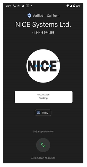 Screenshot that shows a mockup example of a call with Google Verified Calling.