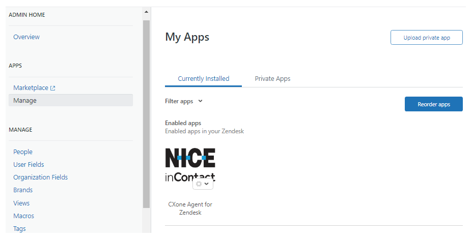 Screenshot of the My Apps page in Zendesk.