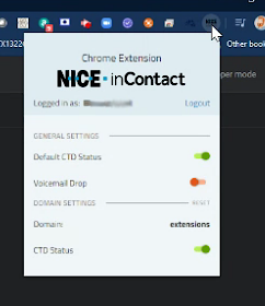 Image of the CXone Agent Chrome Extension icon in the Chrome browser toolbar.