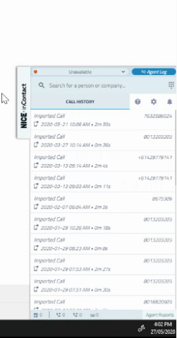 Image of the CXone Agent Chrome Extension tab extended out.