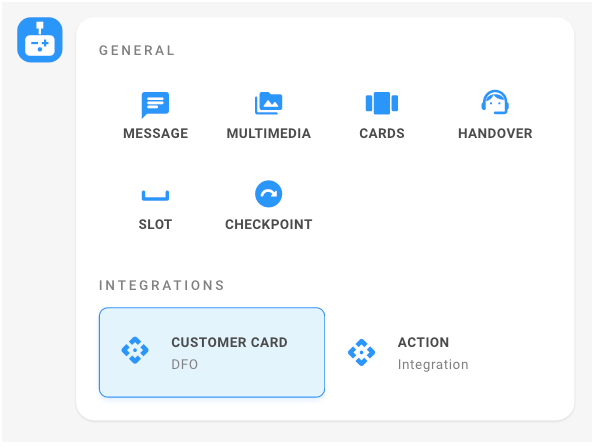 Screenshot of the bot response options that include actions from API integrations.