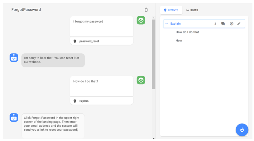 Screenshot of Forgot Password story