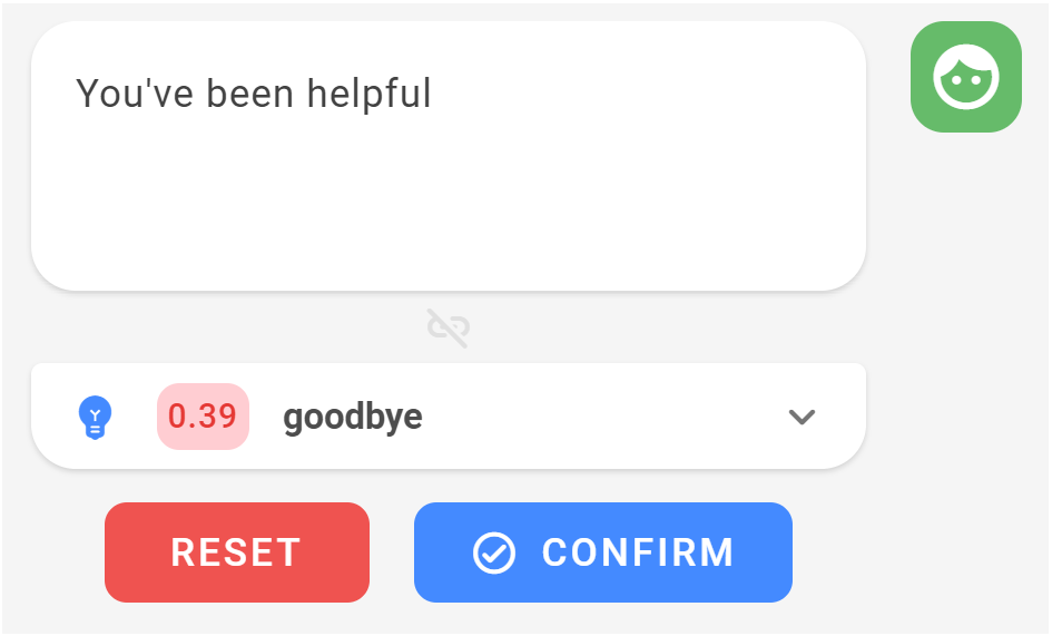 Screenshot showing auto-identification of intent based on customer message