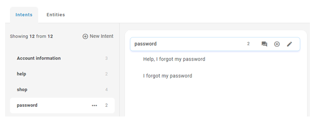 Screenshot showing entry of a new Intent