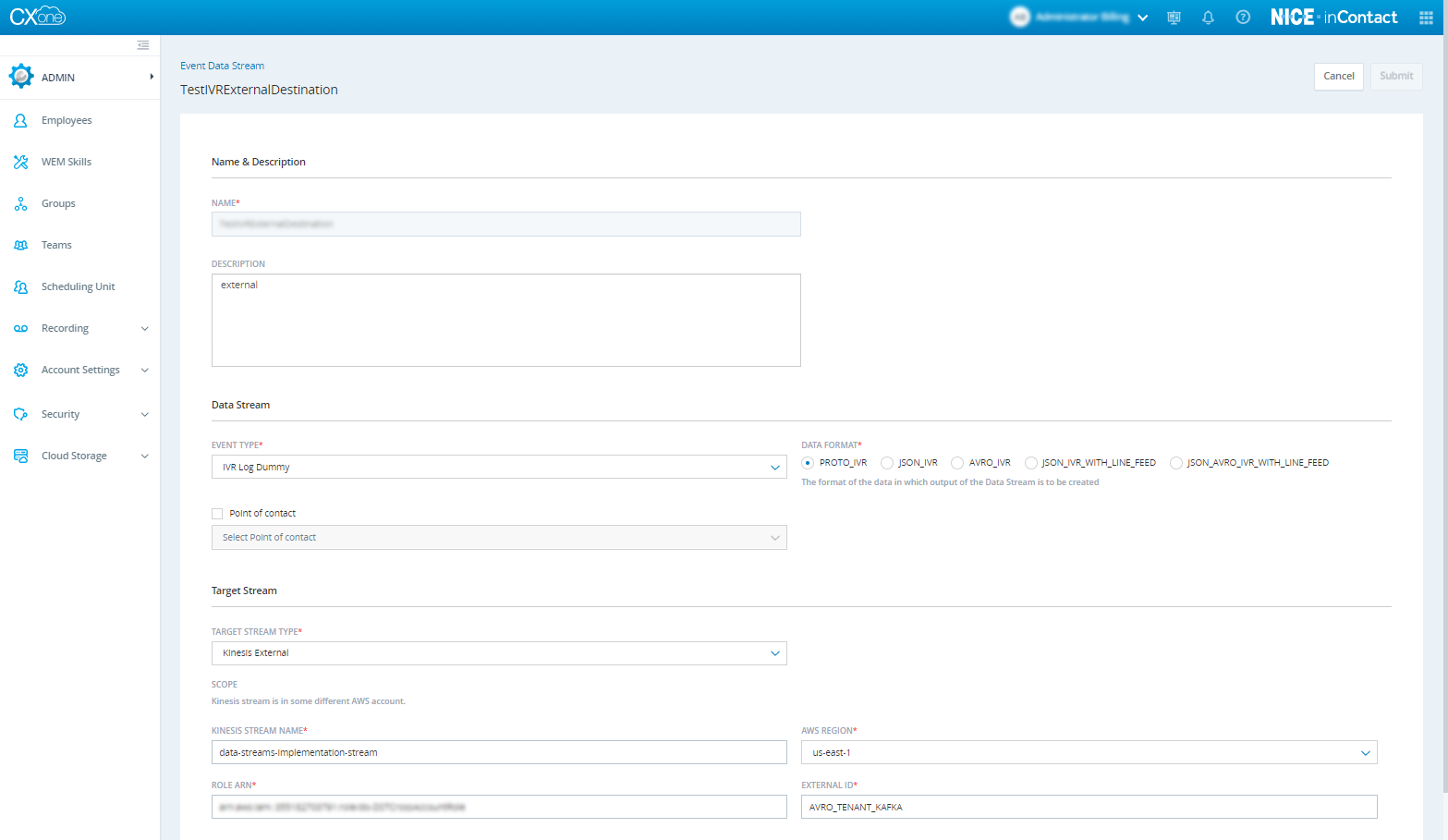 Create a data stream screen