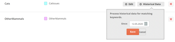 The auto-tag page, where you can configure auto-tagging of messages.
