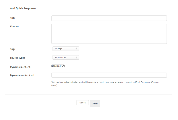 Screenshot of Quick Responses page.