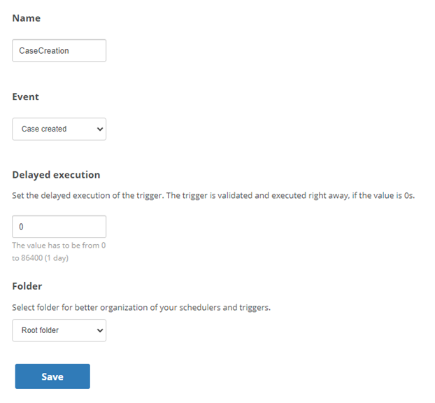 The page where you can add a new trigger for workflow automation.