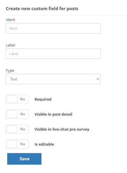 The page where you can create custom fields for cases.