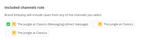The Included Channels section, where you can select the channels that this role has access to. 