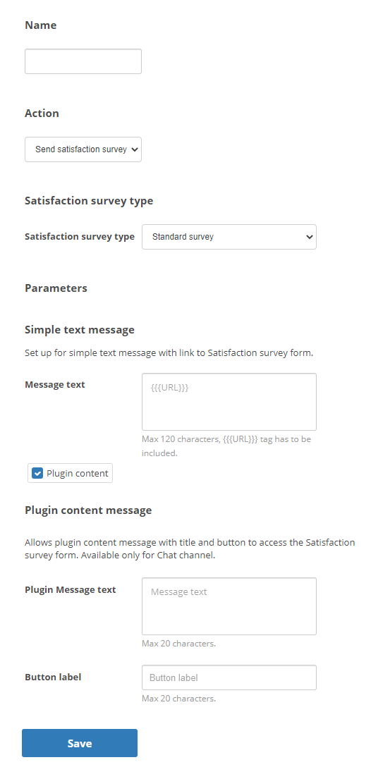The page where you create a standard survey.