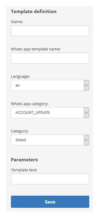 The Create template page, where you can create a message template for your WhatsApp channel.