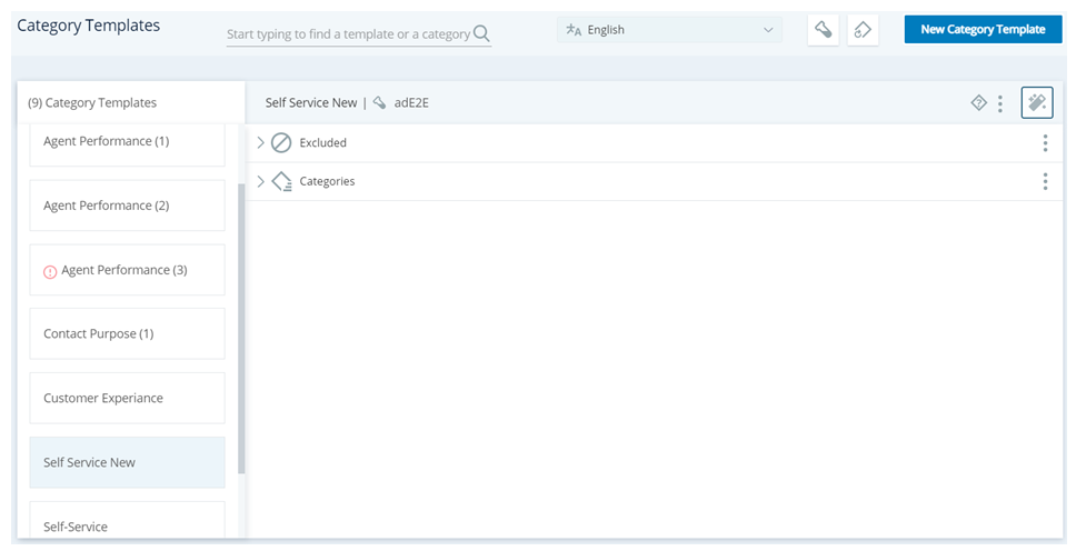 Screenshot of Category Templates page
