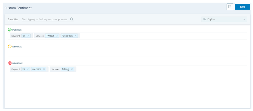 Image of custom sentiment fields.