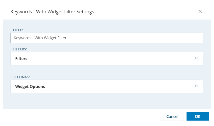 Image of keywords settings.