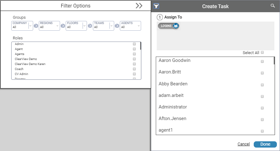 Screenshot of the create tasks screen