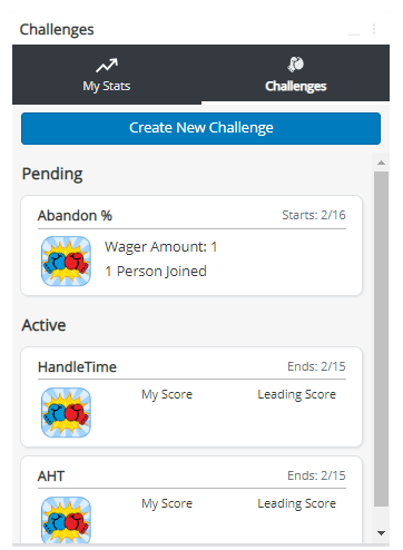 The Challeneges screen that shows all challenges that user is in or invited to