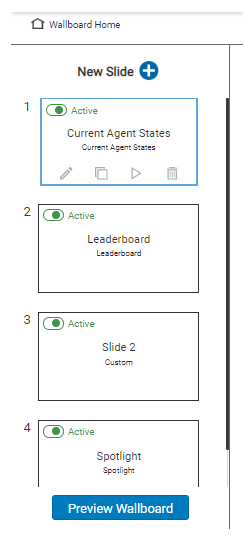 Edit Wallboard Slides Screen