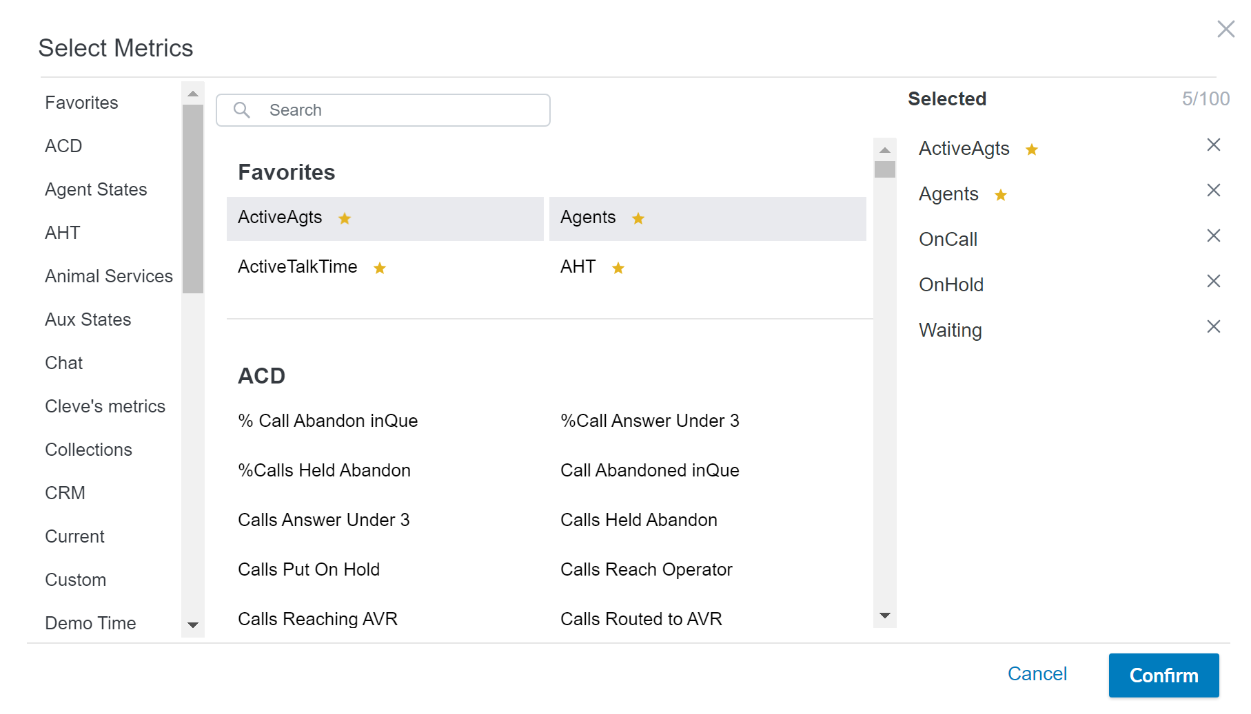 Image of the metric selector.