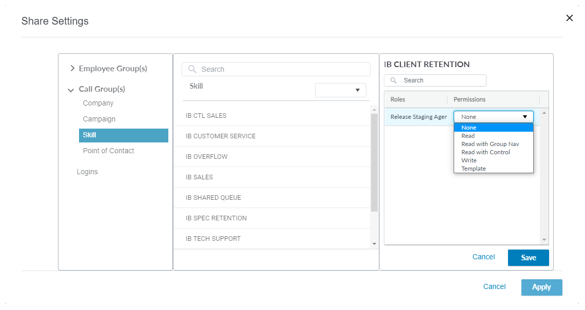 Screenshot of Dashboard Template Share settings.