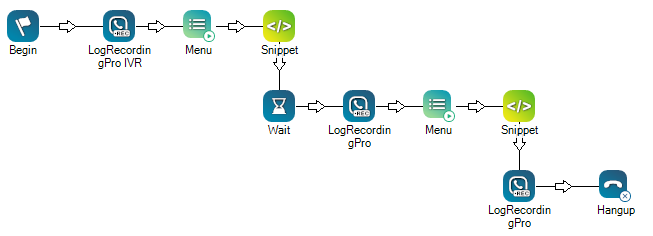 Screenshot of Studio script for recorded statements during IVR