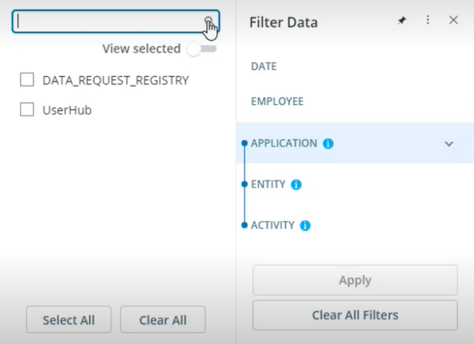 AUdit reports filter window
