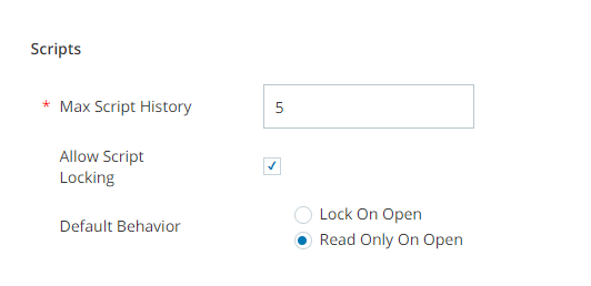 Image of the Scripts section of the business unit Details tab