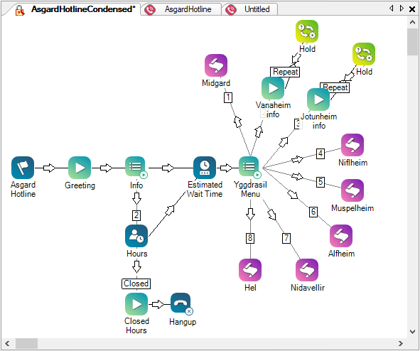 Image of the Studio canvas, displaying 3 scripts as tabs.