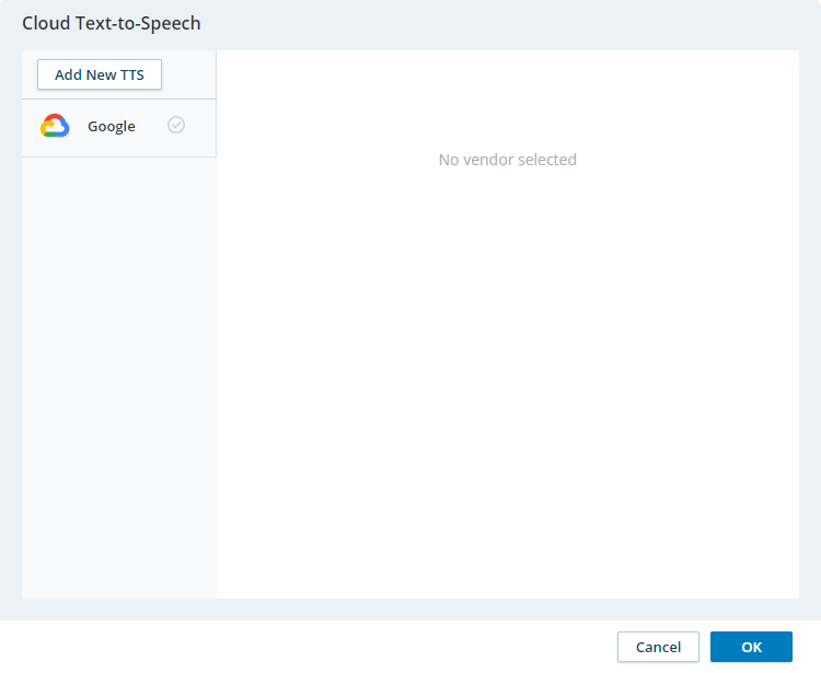 The Cloud Text-to-Speech page, where you can select a TTS provider or add a new provider.